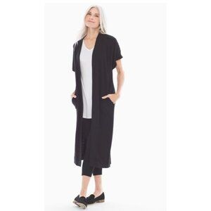 Soma Slub Terry Long Cardigan Duster Pockets Size small black new $79